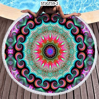 【CC】 Microfiber Round Beach Sport Scarf Mandala Serviette De Plage Toalla Playa with Tassel