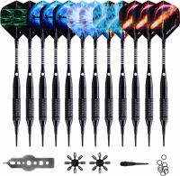 ‎WIN.MAX WIN.MAX Darts Plastic Tip - Soft Tip Darts Set - 12 Pcs 18 Gram with 100 Extra Dart Tips 12 Flights Flight Protectors and Wrench for Electronic Dart Board black