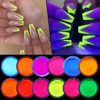 12 Boxes Neon Nail Powder Fluorenscence Pigment Powder Nail Glitter Set Nails Art