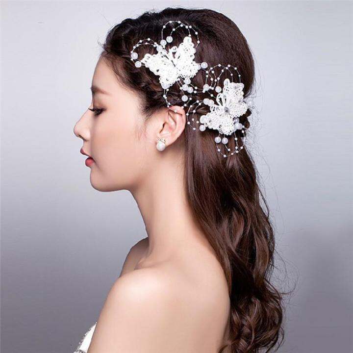 Dragon 1x Butterfly Hair Clips Bride Headdress Lace Pearl Handmade Wedding Fashion New | Lazada Dragon 1x Butterfly Hair Clips Bride Headdress Lace Pearl Handmade Wedding Fashion New | Lazada