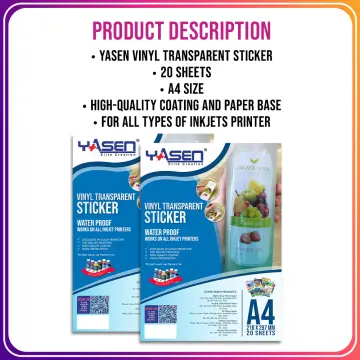 Clear Printable Sticker / Transparent Inkjet Friendly A4