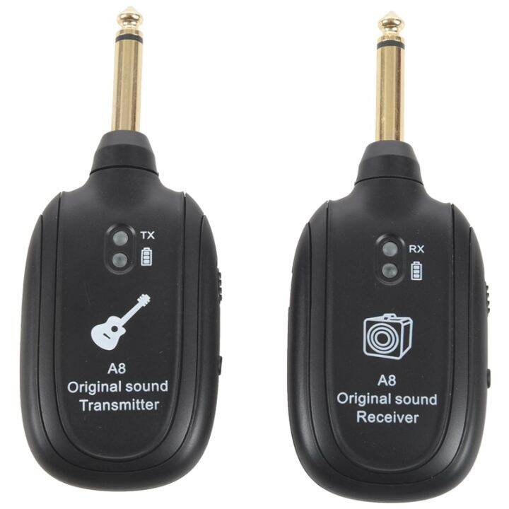 UHF Guitar Wireless System Transmitter Receiver BuiltIn Rechargeable