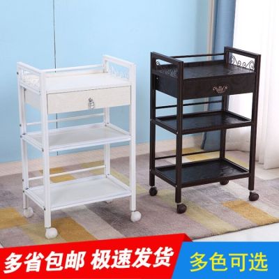 ◐ beauty salon trolley three-tier hairdressing shelf barber shop tool cabinet tattoo instrument