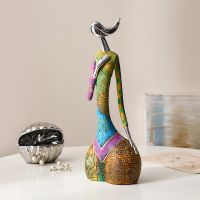 Resin Exotic Abstract Art Woman Figurine For Interior Afro Africa Figure Statue Home Living Room Desktop Decoration