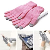 Winter Touch Screen Gloves Full Finger Women Men Warm Solid Color Cotton Warmer Stretch Knit Mittens Thicken Gloves