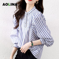 AOLINA 2022ใหม่ฤดูใบไม้ร่วงอารมณ์ลายฤดูใบไม้ร่วงชุดเสื้อตะวันตกเสื้อสตรี