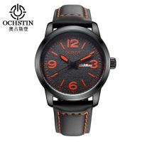 ⌚Ochstin Geneva ดีไซน์หรูหราปฏิทินธุรกิจแฟชั่นของผู้ชายแสดงอะนาล็อกสายรัดหนังนาฬิกาควอตซ์