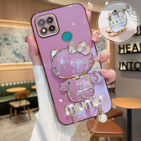 สำหรับ Xiaomi 11 Lite POCO X3 NFC X3 POCO M3 M4 PRO M5 POCO X4 Pro POCO C40 Redmi 9T 9C Redmi 10A 10C Redmi 12C Redmi A1แฟชั่นหรูหรา Hello Kitty แต่งหน้าตัวยึดกระจกเคสโทรศัพท์เพชรเคลือบเงาฝาครอบด้านหลังเพื่อการป้องกัน TPU นุ่ม