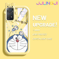 Jlingji เคสสำหรับ Xiaomi Redmi Note 11 Pro 11e Note 5G Pro แฟชั่นการ์ตูนน่ารักลายโดราเอมอนที่สร้างสรรค์สีสันสดใสเคสนิ่มสำหรับเลนส์ซิลิโคนใสกันกระแทกแบบใสง่าย