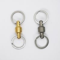 1 Piece Titanium/Brass Removable Keyring Quick Release Keychain Dual Detachable Key Ring Pull-Apart Key Rings