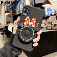 เคสกระจกแต่งหน้าสำหรับ Nokia C32ซิลิโคนนิ่มกล้องการ์ตูนนุ่มน่ารักขาตั้งด้านหลังสำหรับ Nokia C32