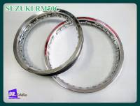 SUZUKI RM50C 1978 (FRONT 14) - (REAR 12) ALUMINIUM CHROME TARE RUBBER + WHEEL RIM SET  #วงล้ออลูมิเนียม ชุบโครม (วงล้อหน้า 14 นิ้ว)(วงล้อหลัง 12 นิ้ว)