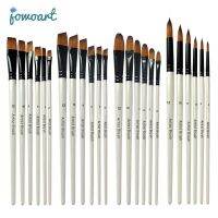 Two-tone Nylon Hair Brush Pearl White Wood Pole for Oil Paint for Hair Watercolor Brush for Beginners 6 Pcs/set Art Paint Brush Paint Tools Accessorie