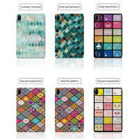 เคสแท็บเล็ตสําหรับ HUAWEI MatePad 11.5-นิ้วรูปแบบสี่เหลี่ยมที่มีสีสันการป้องกันแบบรวมทุกอย่างฝาครอบขาตั้งพับพลิกได้ด้วยฟังก์ชั่นการนอนหลับและปลุกอัตโนมัติ