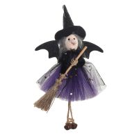 2023 Halloween Pendant Decor Ghost Festival Witch Holding Broom Yarn Dress Pendant Toy Bar Terror Halloween Pendant Trick Gift