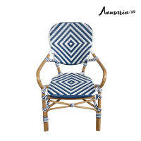 Anusarin เก้าอี้เอาท์ดอร์โครงอลูมิเนียมสานด้วยหวาย PE Outdoor Chair - Diamond Pattern in Blue &amp; White Aluminium Frame woven with PE Rattan