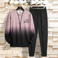 New Mens Sets Hoodies+Pants Spring Autumn Loose Men Casual Tracksuit Gradient Color Hip Hop Streetwear Sports Suit Pullover 2PCS