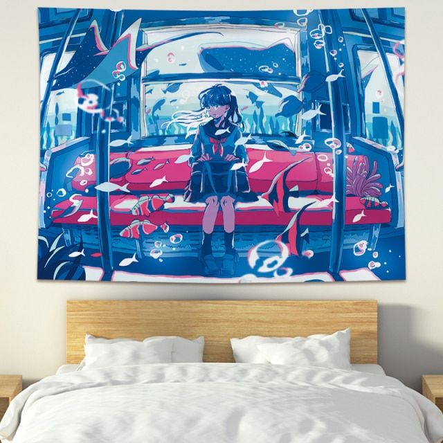 Phong cách Nhật Bản minh họa Tuổi Teen Indie Tường Phòng Ngủ thảm ...