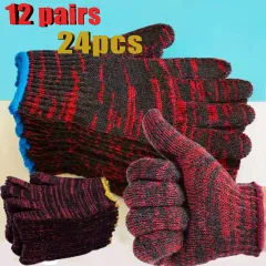 FMP Brands [12 Pairs, Large] Polyester Cotton Knit Safety Protection Work  Grip Gloves for Painter Machanic Industrial Warehouse Gardening, Men Women