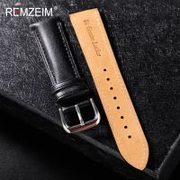REMZEIM Genuine Leather Watch Strap 18 20 22 24 mm Brown Black Calfskin Leather Watchband Watch Accessories Wristband