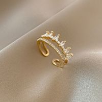 Shuling Geometric Crown Zircon Ring Female Adjustable Open Index Finger Ring Fashion Women Rings