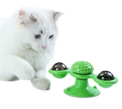 Cataccessories ของเล่นแมว กังหันลมยางติดผนัง กังหันยางติดกระจก กังหันแมว ที่นวดแมว ของเล่นแมว อุปกรณ์เลี้ยงแมว แถมฟรีลูกบอลไฟและแคทนิป