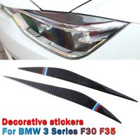 ∈¤ Car Headlight Trims Eyebrows Real Carbon Fiber Sticker Fit For BMW 3 Series F30 2013-2015GT F34 2013-2017 Car Decorative Strip