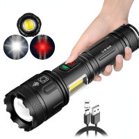 Super Bright 16-Core XHP Most Powerful LED Flashlight USB Torch with COB LED Tactical Flash Light Rechargeable Zoom Camping Lamp