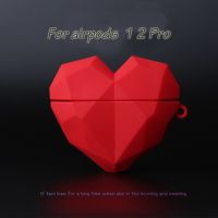 Cartoon 3D Red Diamond Lovely Heart Bluetooth Headset Silicone Case For Airpods 1 2 Wireless Charging Cover For Airpods Pro 3 Headphones Accessories