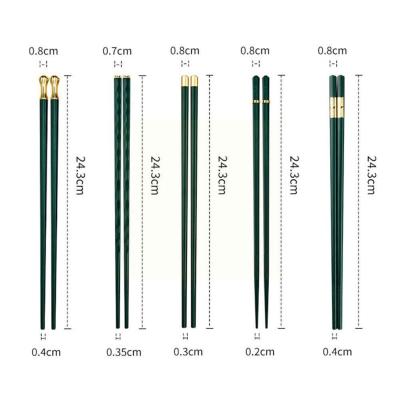 6 Pairs of Dark Green Simple Chopsticks Healthy Chopsticks Alloy Chopsticks Household Non-slip Household Temperature High M7P3TH