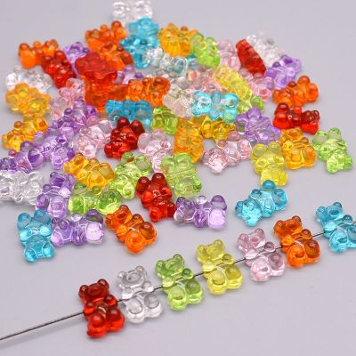 Rainbow Colorful Cute Gummy Bear Acrylic beads for Jewelry Making Necklace Bracelet Earrings Bears Christmas Gift Cross Hole