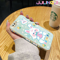 Jjlingji เคสสำหรับ OPPO A5 2018 A3s C1 Realme A12E กระต่ายสีขาวน่ารักการ์ตูนหรูหราชุบเคสมือถือกรอบสี่เหลี่ยมเคสด้านหลังซิลิโคนกันกระแทกเคสป้องกันเลนส์กล้อง