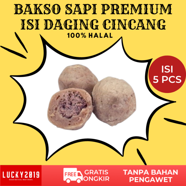 Bakso Sapi Premium Isi Daging Cincang Baso Jumbo Kemasan Vacuum Halal