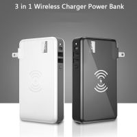 Power Bank 10000mAh With US EU Plug Qi Wireless Charger for iPhone 14 13 pro Samsung Xiaomi Tablet Powerbank 3 In 1 Wall Charger ( HOT SELL) gdzla645