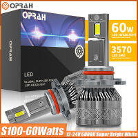 ✅H4ชุด S100 Oprah 60W 12000Lumens 6500K แอลอีดีซุปเปอร์สว่างแคนบัสสีขาวไฟหน้าลำแสงต่ำสูง H4หลอดไฟหน้าแคนบัสพร้อมไดรเวอร์ CANBUS ไฟ LED สำหรับรถยนต์12V H1 H4 H7 H11 HB3 9005 HB4 9006