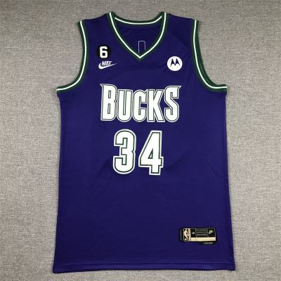 2023 New Season Mens Milwaukee Bucks Jersey 2023NBA 34 Giannis Antetokounmpo Purple Basketball Jersey