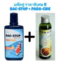 BAC-STOP + PARA-CIDE รักษาและป้องกันโรคปลาคาร์ฟ ปลาทอง ที่เกิดจากแบคทีเรีย โปรโตซัว ปลิงใส เห็บ และ หนอนสมอ