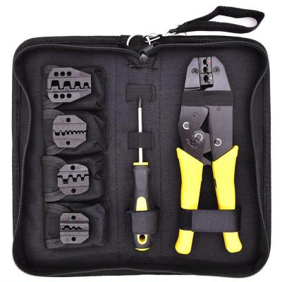 GREGORY-Wire Crimper Set Decrustation Engineering Ratchet Terminal Crimping Plier Electrical Hand Tool With Screwdriver 4 Spare Terminals