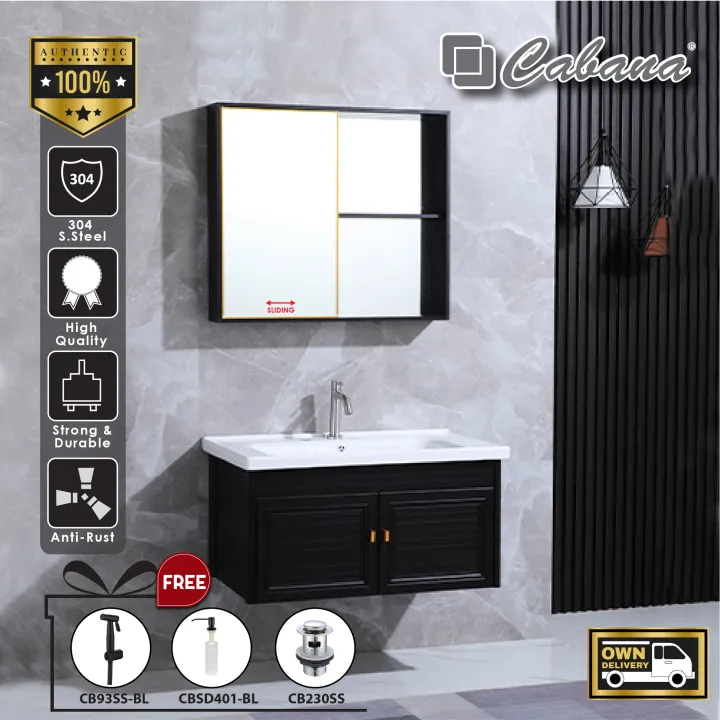 CABANA CBFAL66620 ALUMINIUM MATERIAL Black Colour 80cm Bathroom Basin Set Ceramic Sink