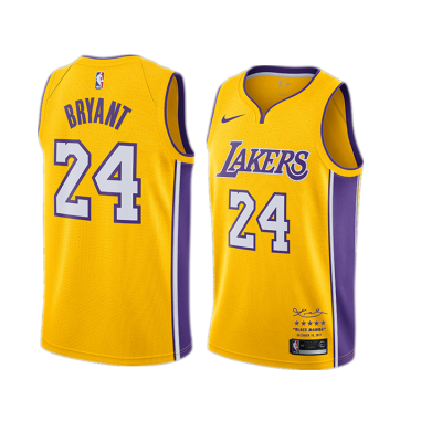 Top-quality Mens Los Angeles Lakerss 24 Kobee Bryantt Gold Retired Edition Basketball Jersey