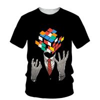 ㍿✘ Fashion Men 39;s T Shirt Round Neck Short Sleeve Tops Casual Personality Design Oversized Rubik 39;s Cube Pattern Men Clothing