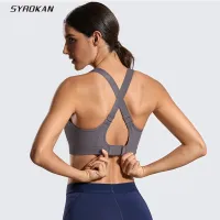 SYROKAN Womens High Impact Padded Support Sports Bra Full Coverage Wireless Active Bra