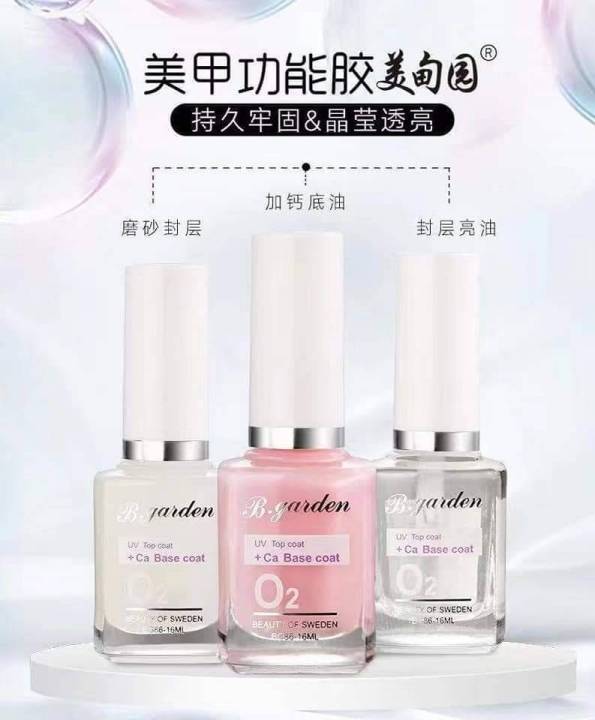 ยาทาเล็บเคลือบเงา-เคลือบด้าน-รองพื้น-topcoat-แบนด์-b-garden-แบบไม่ต้องอบ-เล็บสุขภาพดี-เงาวิบวับมาก