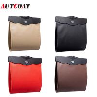 hot！【DT】❆❖  1Pcs Car Garbage Magnetic Adsorption Trash Can Back Hanging Leather Storage Leak-proof New