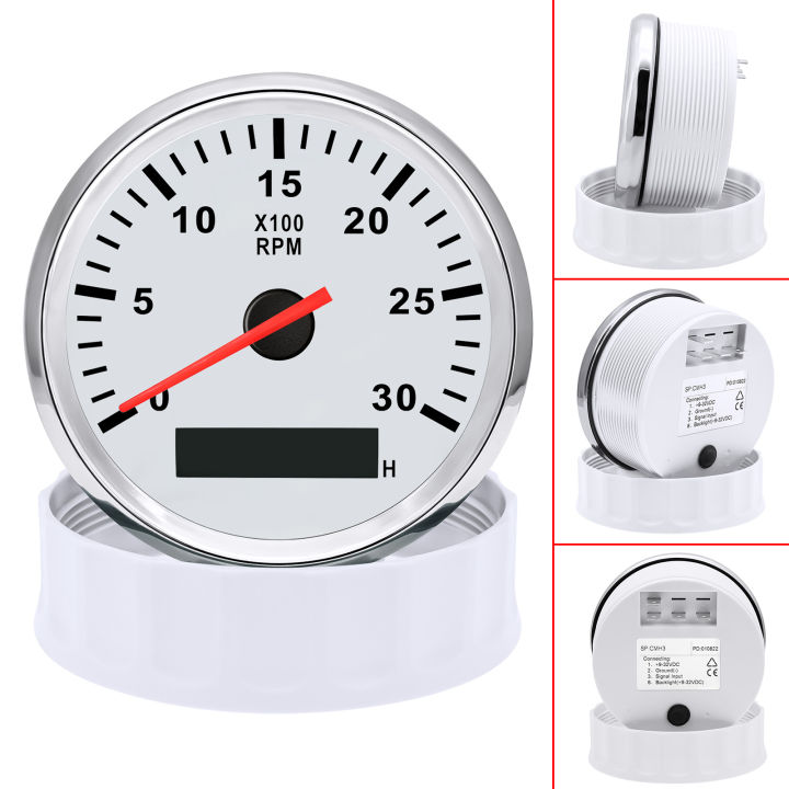85มม-tachometer-3000rpm-พร้อม-hourmeter-รถบรรทุกเรือดีเซลเครื่องยนต์-tacho-meter-rpm-gauge-m18m16รถเรือ-tachometer-sensor