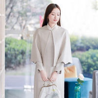 Spot parcel post Miaoshenglian 30272 R Chinese Style Original Womens Clothing Woolen Short Coat Ethnic Style Literary Style Cloak Winter