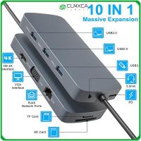 CLMXCA USB RJ45 10 In 1การ์ดความจำตัวแยกสัญญาณ3.0 USB C HUB PD Charge 4K HDMI Type-C