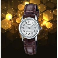 นาฬิกา Casio รุ่น LTP-V002L-7B2 นาฬิกาผู้หญิงสายหนังสีน้ำตาล หน้าปัดขาว -มั่นใจ ของแท้ 100% รับประกันศูนย์ CMG 1 ปีเต็ม