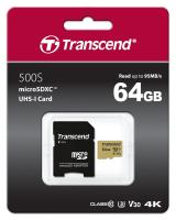 MicroSD Card 64GB : UHS-I U3 (R max 95 MB/s / W max 60 MB/s) : TS64GUSD500S : Transcend - รับประกัน 5 ปี - มีใบกำกับภาษี