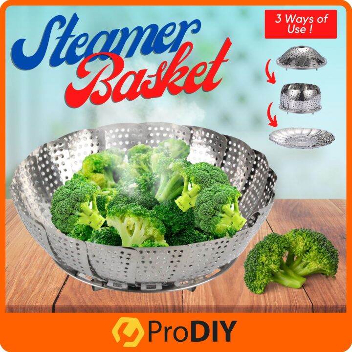 Folding Stainless Steel Mesh Food Dish Vegetable Fruit Egg Steamer